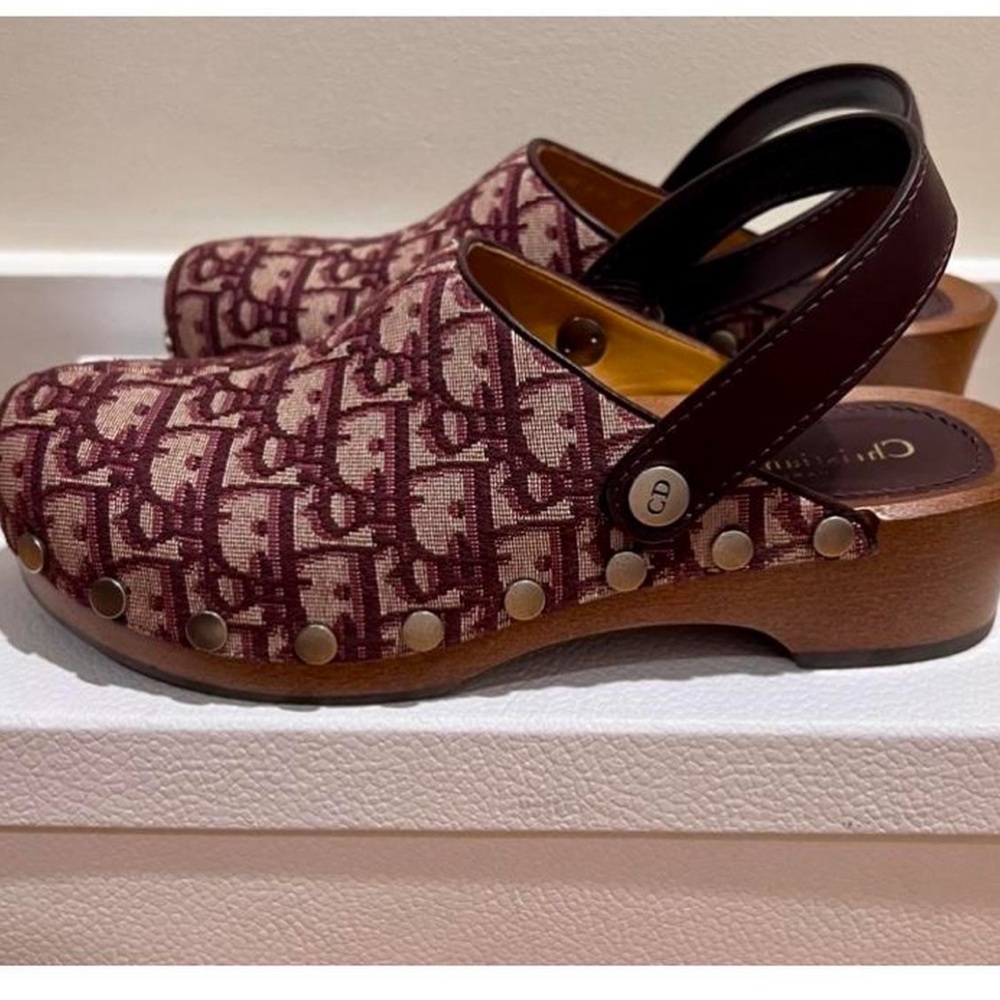 Dior Patterned Burgundy Mules